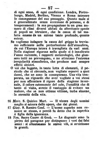 Almanacco romano per l'anno bisestile 1852 arricchito di nozioni geografiche e topografiche dello Stato Pontificio e di utilissimi precetti morali ed igienici