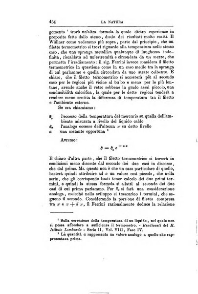 La natura rivista di scienze fisiche e naturali