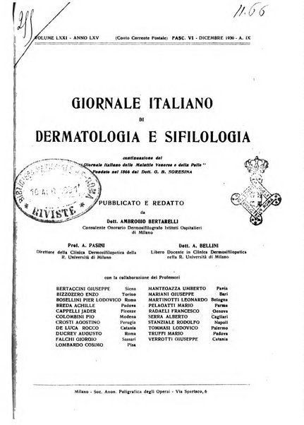 Giornale italiano di dermatologia e sifilologia