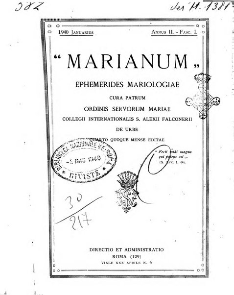 Marianum ephemerides mariologiae