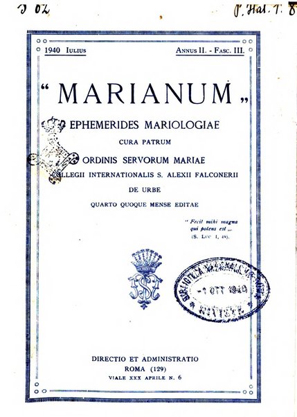 Marianum ephemerides mariologiae