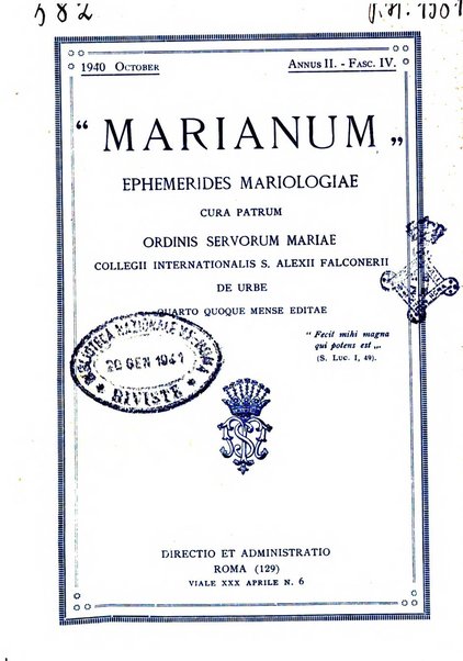 Marianum ephemerides mariologiae