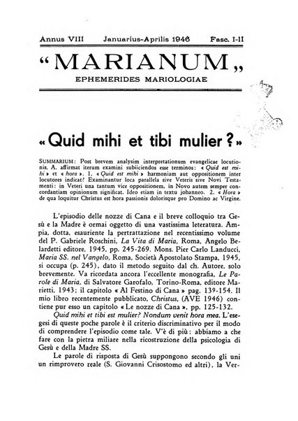 Marianum ephemerides mariologiae