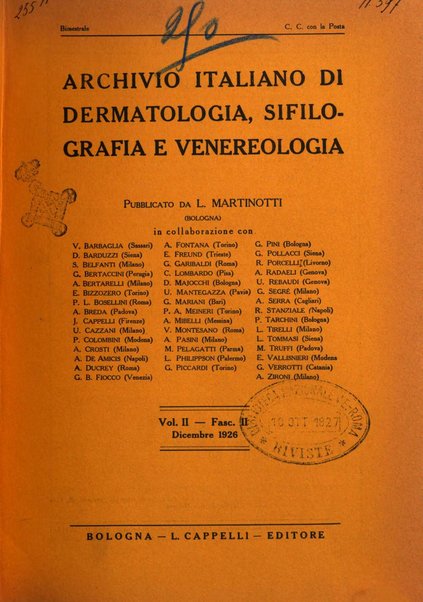 Archivio italiano di dermatologia, sifilografia e venereologia