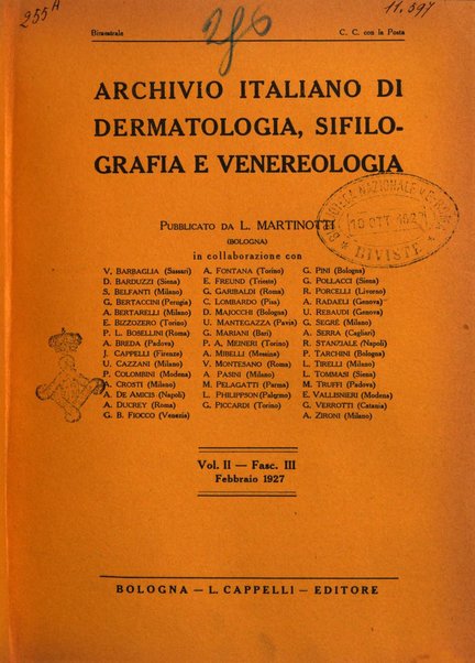 Archivio italiano di dermatologia, sifilografia e venereologia