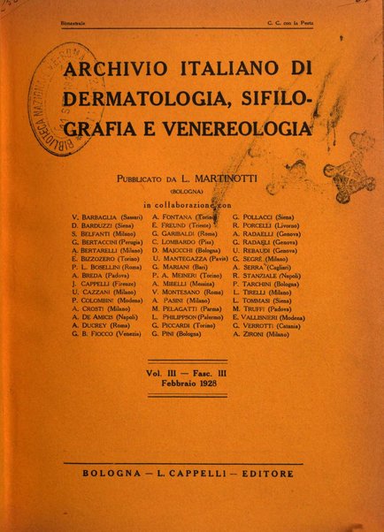 Archivio italiano di dermatologia, sifilografia e venereologia