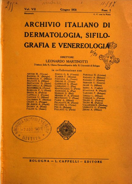 Archivio italiano di dermatologia, sifilografia e venereologia