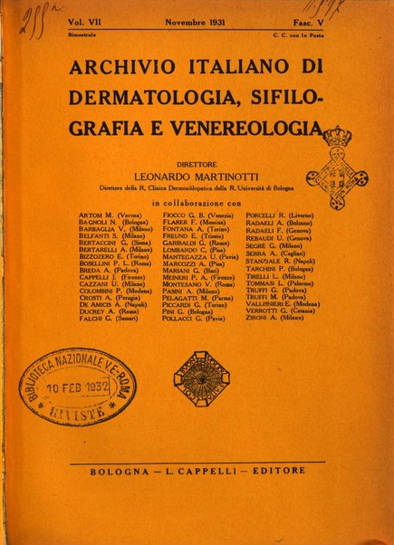 Archivio italiano di dermatologia, sifilografia e venereologia