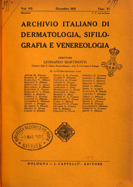 Archivio italiano di dermatologia, sifilografia e venereologia