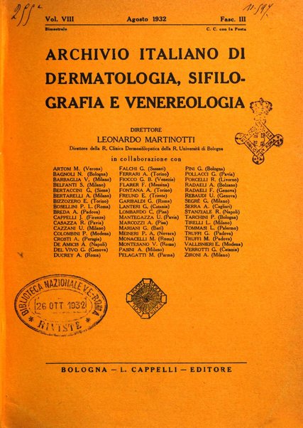 Archivio italiano di dermatologia, sifilografia e venereologia