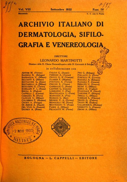 Archivio italiano di dermatologia, sifilografia e venereologia