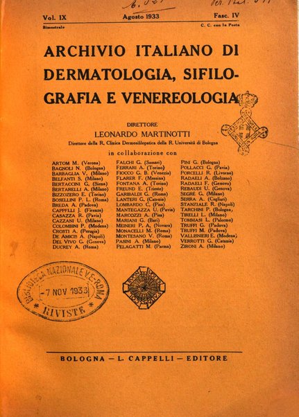 Archivio italiano di dermatologia, sifilografia e venereologia