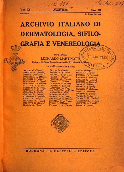 Archivio italiano di dermatologia, sifilografia e venereologia