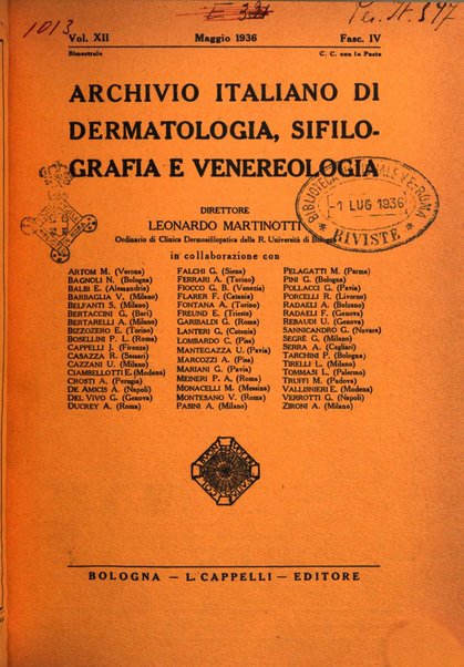 Archivio italiano di dermatologia, sifilografia e venereologia