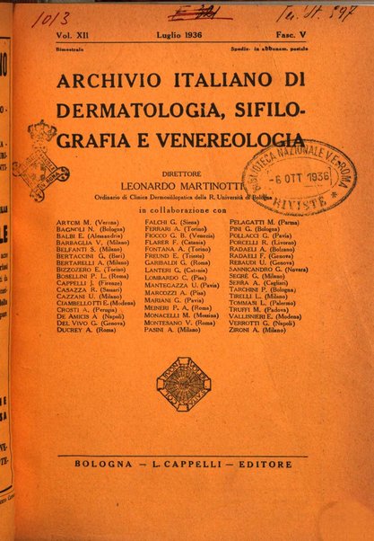 Archivio italiano di dermatologia, sifilografia e venereologia