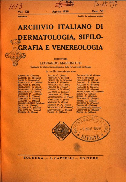 Archivio italiano di dermatologia, sifilografia e venereologia