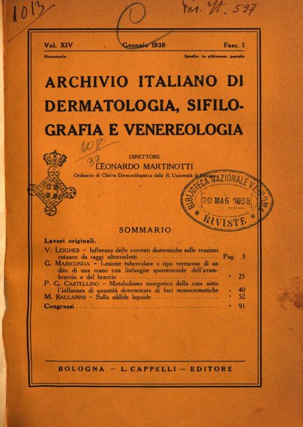 Archivio italiano di dermatologia, sifilografia e venereologia