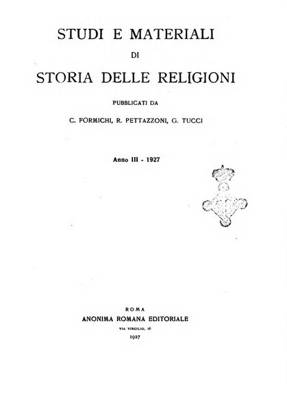 Studi e materiali di storia delle religioni