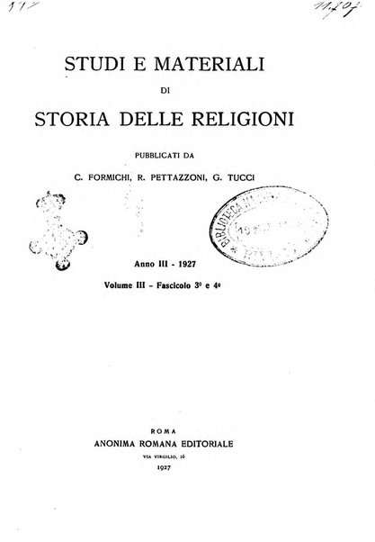 Studi e materiali di storia delle religioni