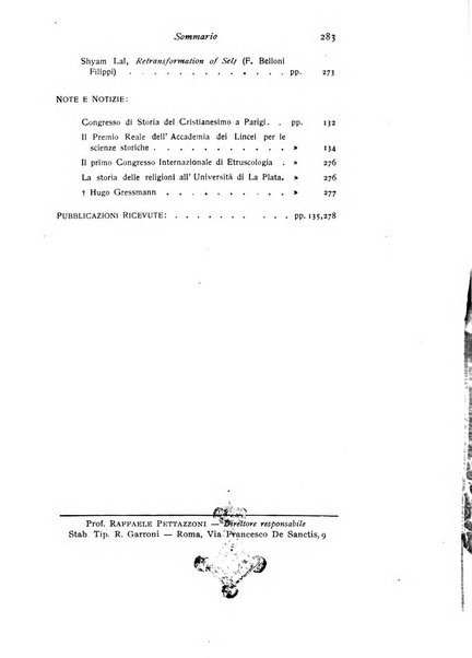 Studi e materiali di storia delle religioni