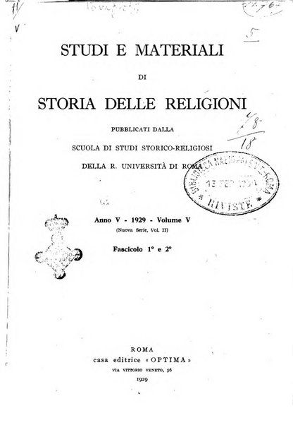 Studi e materiali di storia delle religioni