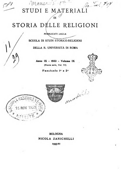 Studi e materiali di storia delle religioni