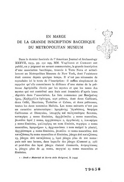 Studi e materiali di storia delle religioni