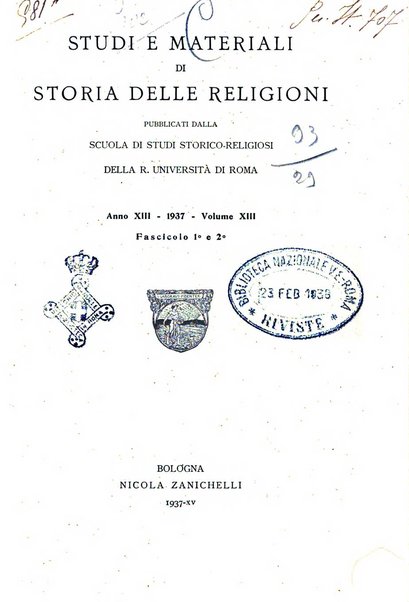 Studi e materiali di storia delle religioni