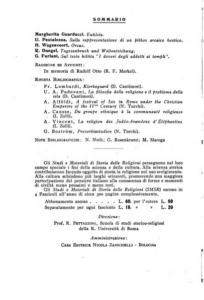 Studi e materiali di storia delle religioni