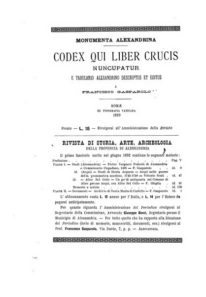 Rivista di storia, arte, archeologia della provincia di Alessandria periodico semestrale della commissione municipale di Alessandria