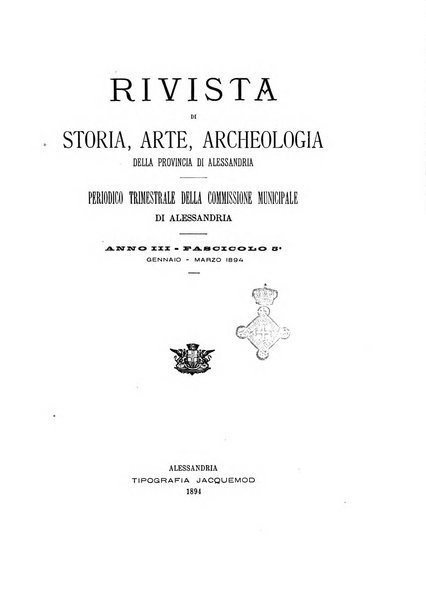 Rivista di storia, arte, archeologia della provincia di Alessandria periodico semestrale della commissione municipale di Alessandria