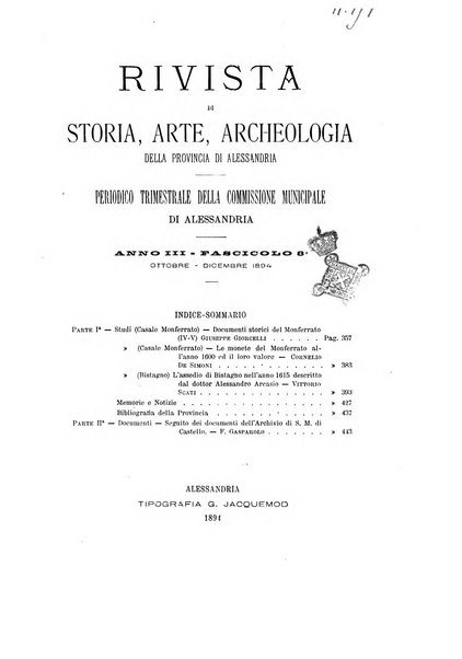 Rivista di storia, arte, archeologia della provincia di Alessandria periodico semestrale della commissione municipale di Alessandria