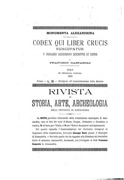 Rivista di storia, arte, archeologia della provincia di Alessandria periodico semestrale della commissione municipale di Alessandria