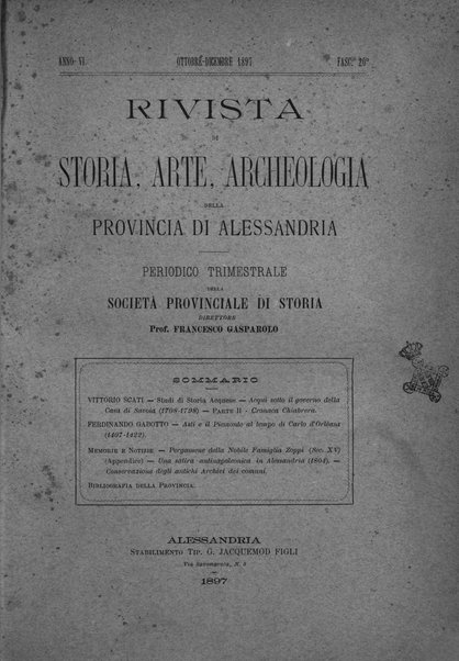 Rivista di storia, arte, archeologia della provincia di Alessandria periodico semestrale della commissione municipale di Alessandria