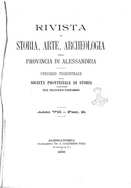 Rivista di storia, arte, archeologia della provincia di Alessandria periodico semestrale della commissione municipale di Alessandria