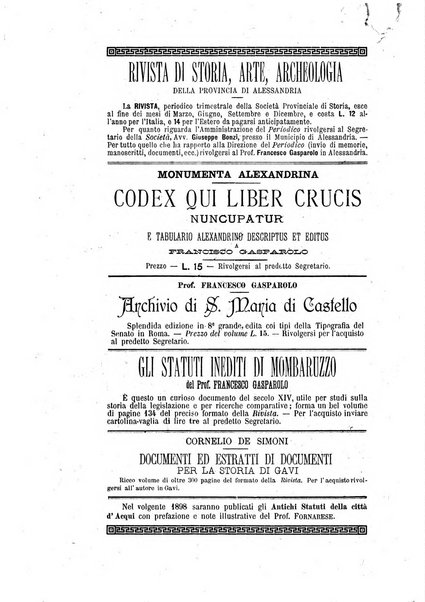 Rivista di storia, arte, archeologia della provincia di Alessandria periodico semestrale della commissione municipale di Alessandria