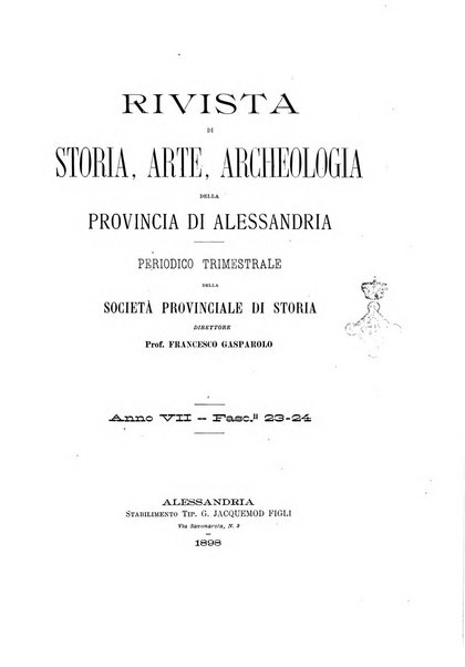 Rivista di storia, arte, archeologia della provincia di Alessandria periodico semestrale della commissione municipale di Alessandria