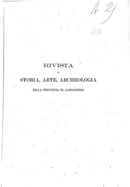 Rivista di storia, arte, archeologia della provincia di Alessandria periodico semestrale della commissione municipale di Alessandria