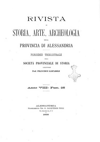 Rivista di storia, arte, archeologia della provincia di Alessandria periodico semestrale della commissione municipale di Alessandria