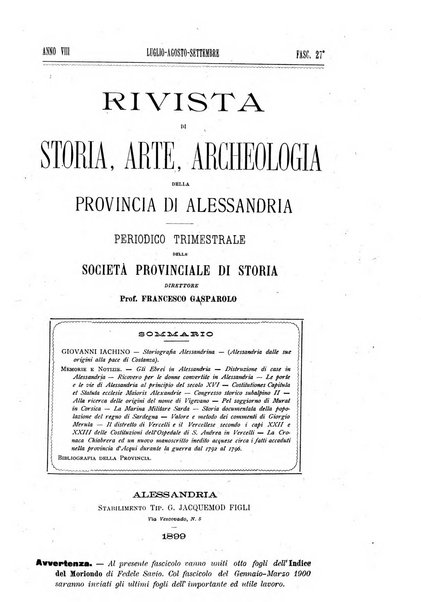 Rivista di storia, arte, archeologia della provincia di Alessandria periodico semestrale della commissione municipale di Alessandria