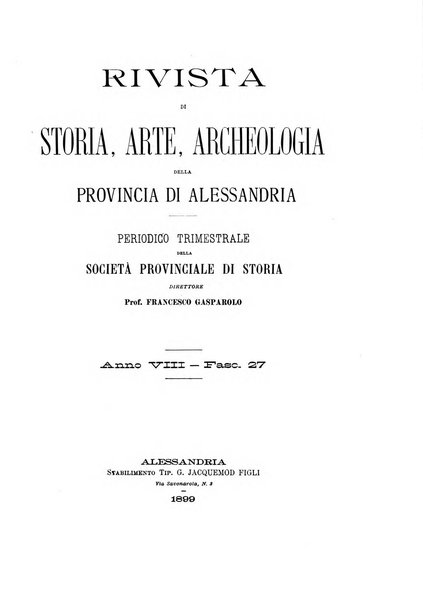 Rivista di storia, arte, archeologia della provincia di Alessandria periodico semestrale della commissione municipale di Alessandria