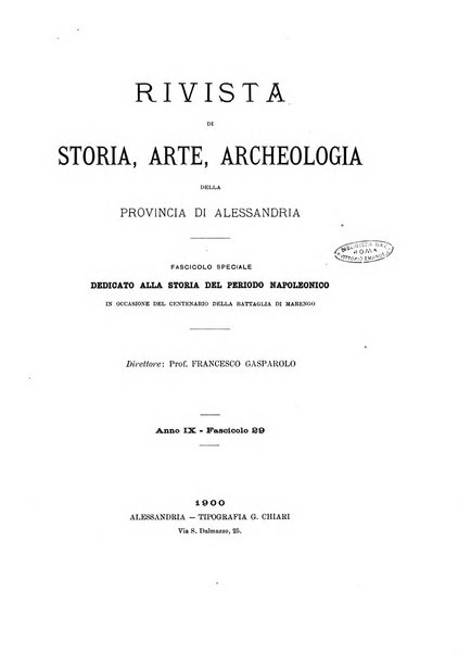 Rivista di storia, arte, archeologia della provincia di Alessandria periodico semestrale della commissione municipale di Alessandria