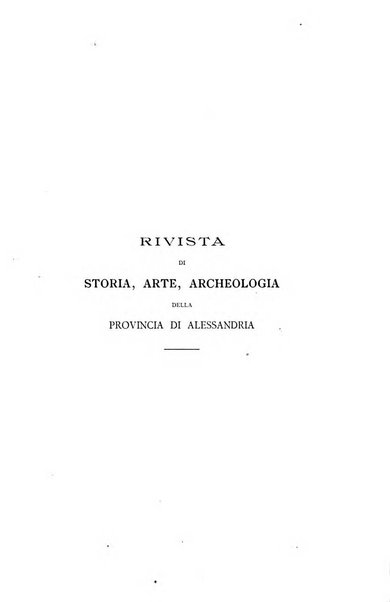 Rivista di storia, arte, archeologia della provincia di Alessandria periodico semestrale della commissione municipale di Alessandria