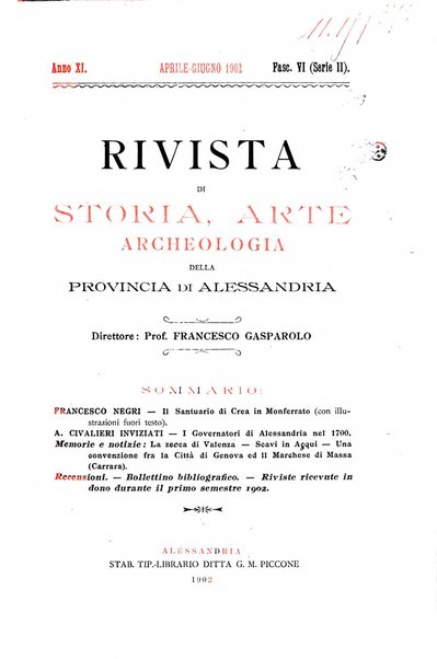 Rivista di storia, arte, archeologia della provincia di Alessandria periodico semestrale della commissione municipale di Alessandria