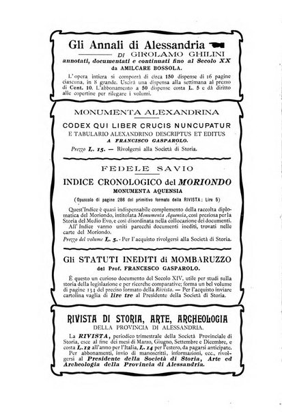 Rivista di storia, arte, archeologia della provincia di Alessandria periodico semestrale della commissione municipale di Alessandria