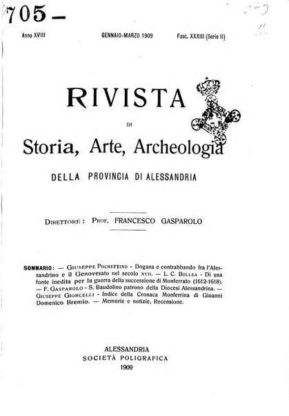 Rivista di storia, arte, archeologia della provincia di Alessandria periodico semestrale della commissione municipale di Alessandria