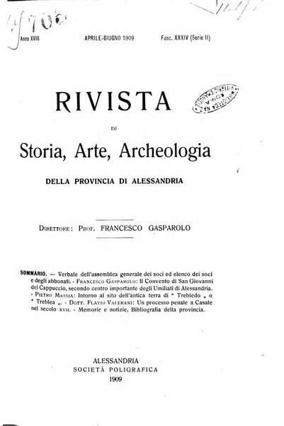 Rivista di storia, arte, archeologia della provincia di Alessandria periodico semestrale della commissione municipale di Alessandria