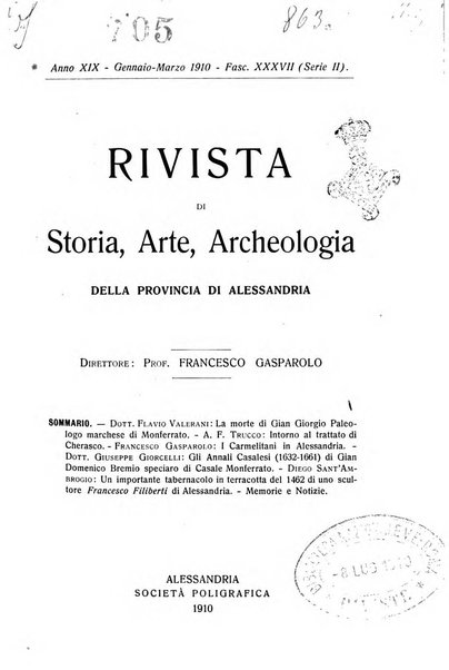 Rivista di storia, arte, archeologia della provincia di Alessandria periodico semestrale della commissione municipale di Alessandria