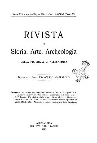 Rivista di storia, arte, archeologia della provincia di Alessandria periodico semestrale della commissione municipale di Alessandria