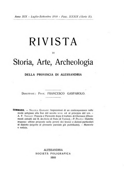 Rivista di storia, arte, archeologia della provincia di Alessandria periodico semestrale della commissione municipale di Alessandria